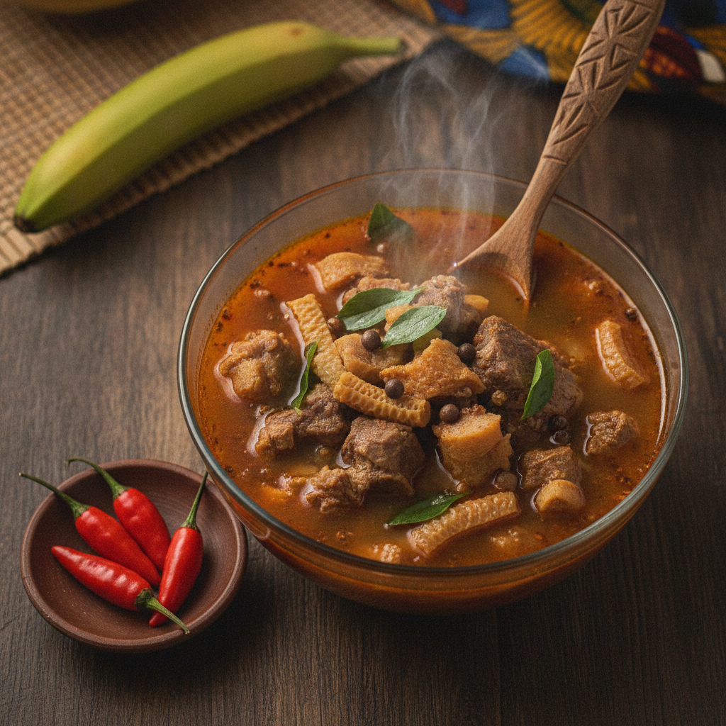Nigerian Cuisine Pepper Soup no people zoom in justs focus on food top view